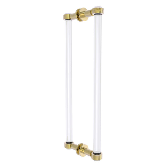 Allied Brass Clearview 19" x 1.7" Unlacquered Brass Solid Brass Back-to-Back Shower Door Pull With Grooved Accents