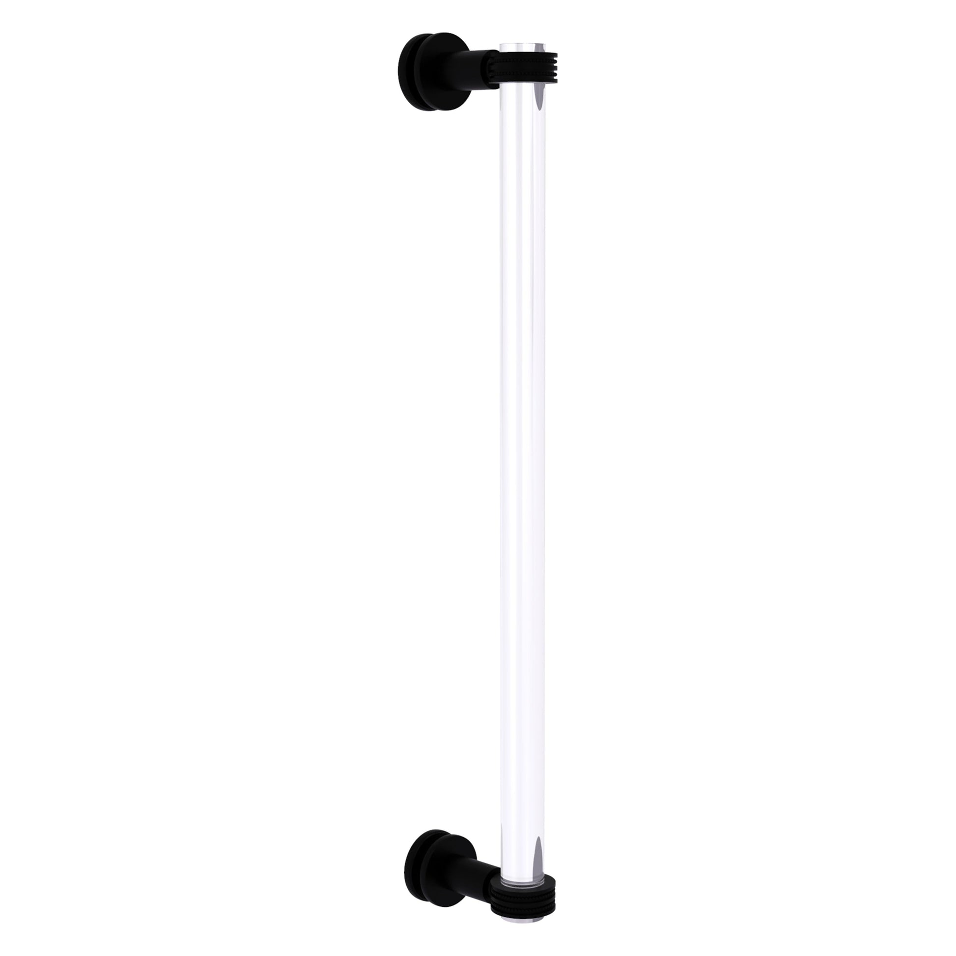 Allied Brass Clearview 19" x 4" Matte Black Solid Brass Single Side Shower Door Pull With Dotted Accents