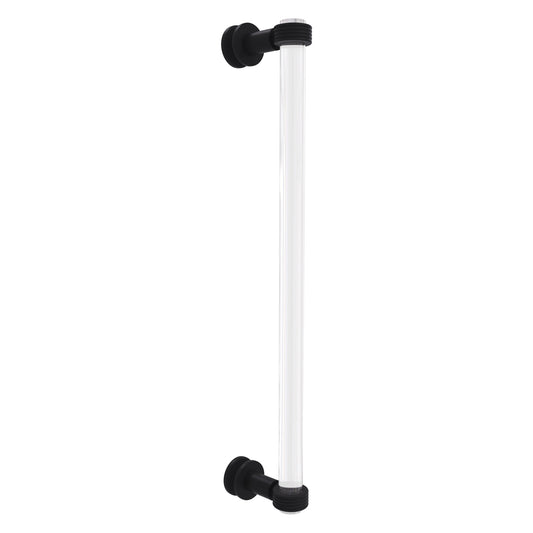 Allied Brass Clearview 19" x 4" Matte Black Solid Brass Single Side Shower Door Pull With Grooved Accents