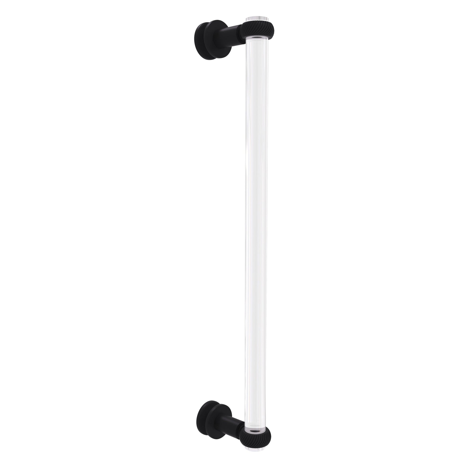 Allied Brass Clearview 19" x 4" Matte Black Solid Brass Single Side Shower Door Pull With Twisted Accents