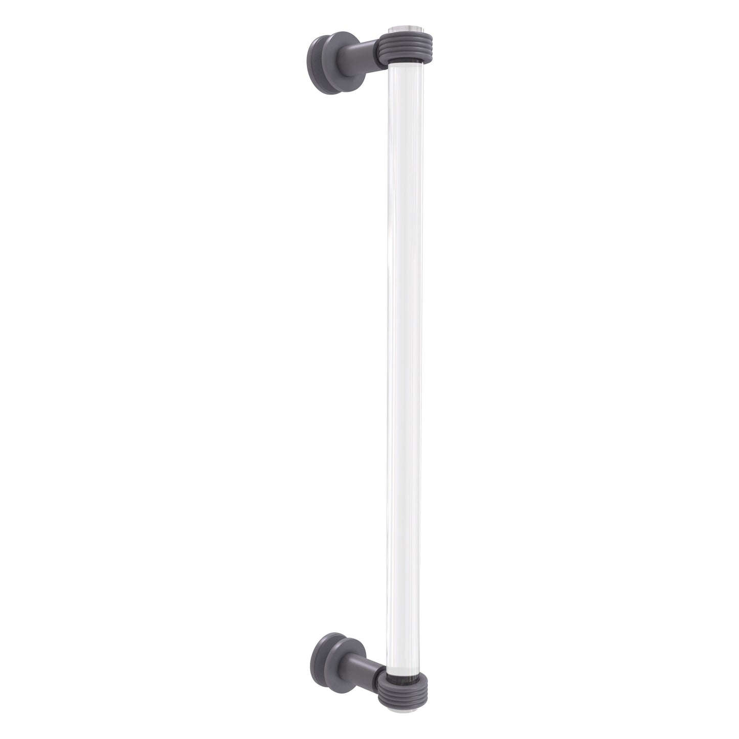 Allied Brass Clearview 19" x 4" Matte Gray Solid Brass Single Side Shower Door Pull With Grooved Accents