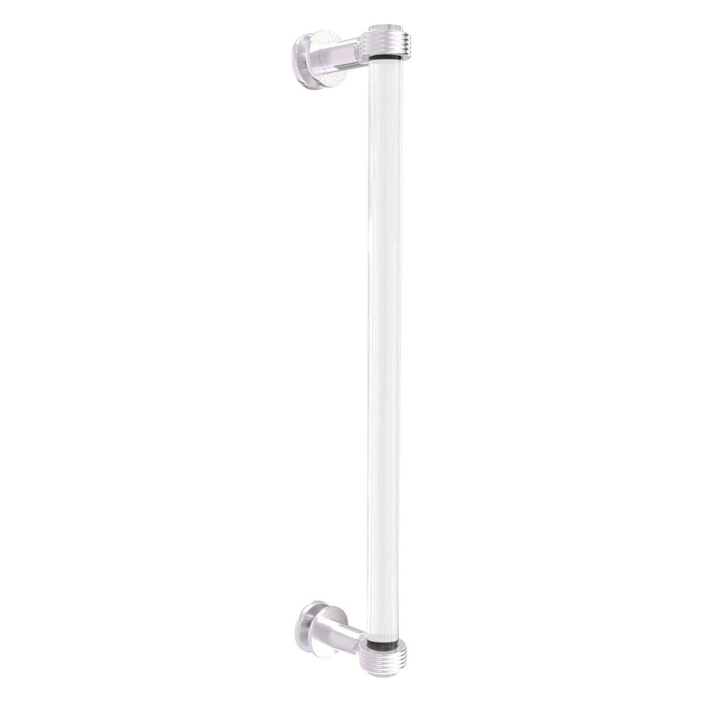 Allied Brass Clearview 19" x 4" Satin Chrome Solid Brass Single Side Shower Door Pull With Grooved Accents