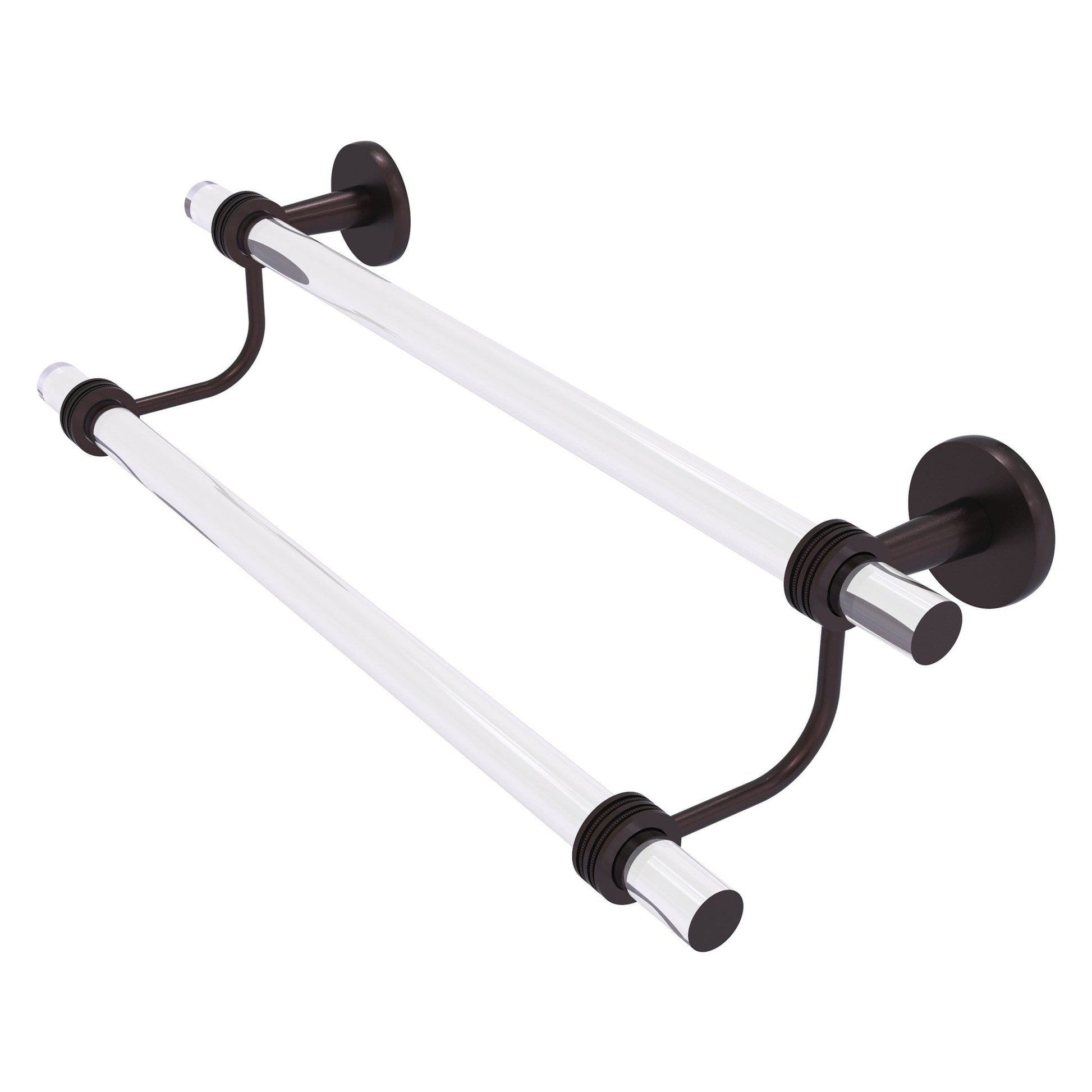 Allied Brass Clearview 22" x 5.5" Antique Bronze Solid Brass Double Towel Bar With Dotted Accents