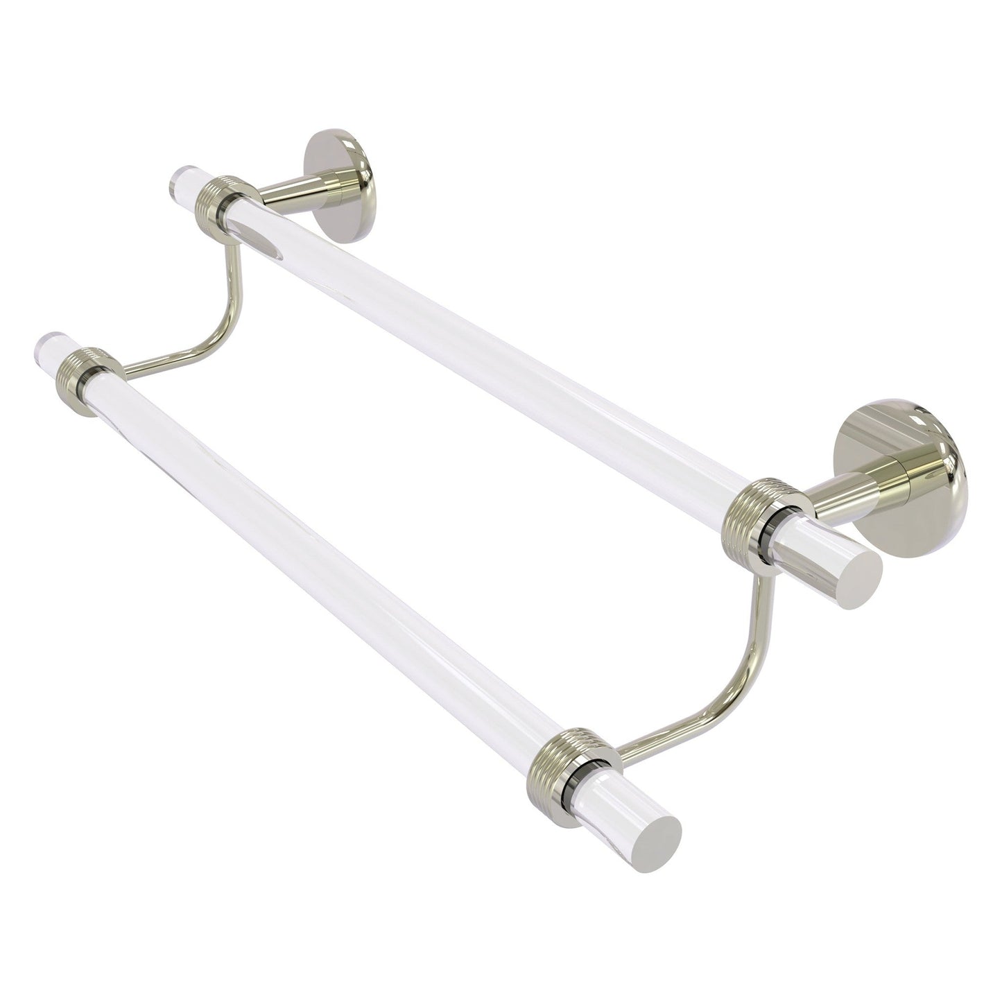 Allied Brass Clearview 22" x 5.5" Polished Nickel Solid Brass Double Towel Bar With Grooved Accents