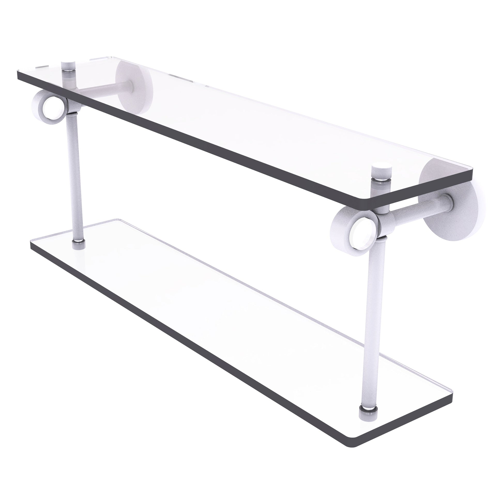 Allied Brass Clearview 22" x 5.6" Matte White Solid Brass Two-Tiered Glass Shelf
