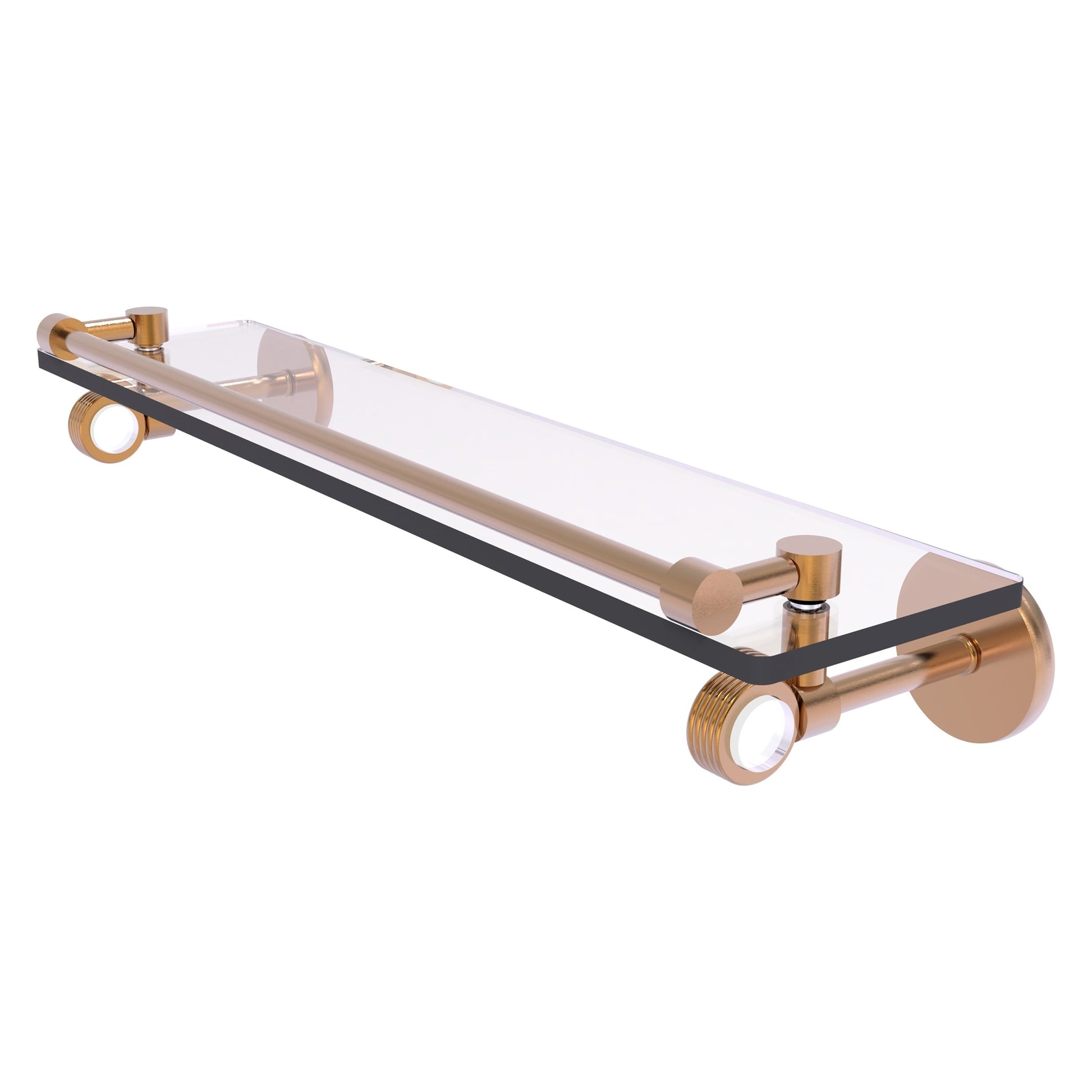 Allied Brass Clearview 22" x 5.65" Brushed Bronze Solid Brass Gallery Rail Glass Shelf With Grooved Accents