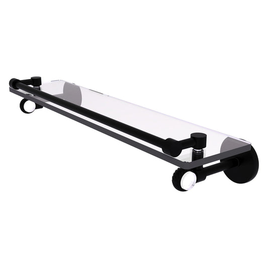 Allied Brass Clearview 22" x 5.65" Matte Black Solid Brass Gallery Rail Glass Shelf With Twisted Accents