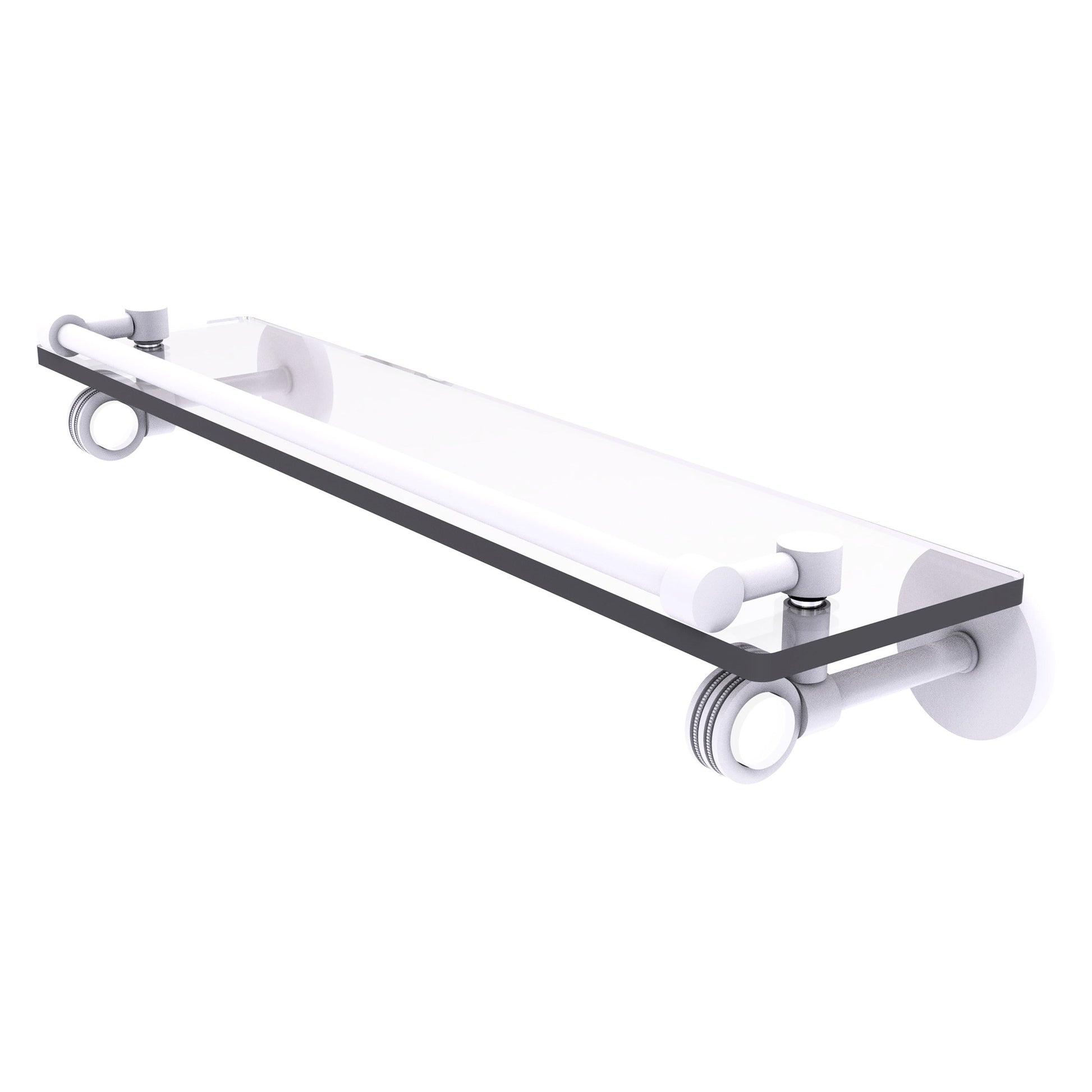 Allied Brass Clearview 22" x 5.65" Matte White Solid Brass Gallery Rail Glass Shelf With Dotted Accents