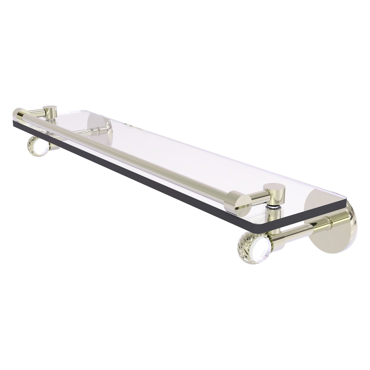 Allied Brass Clearview 22" x 5.65" Polished Nickel Solid Brass Gallery Rail Glass Shelf With Twisted Accents
