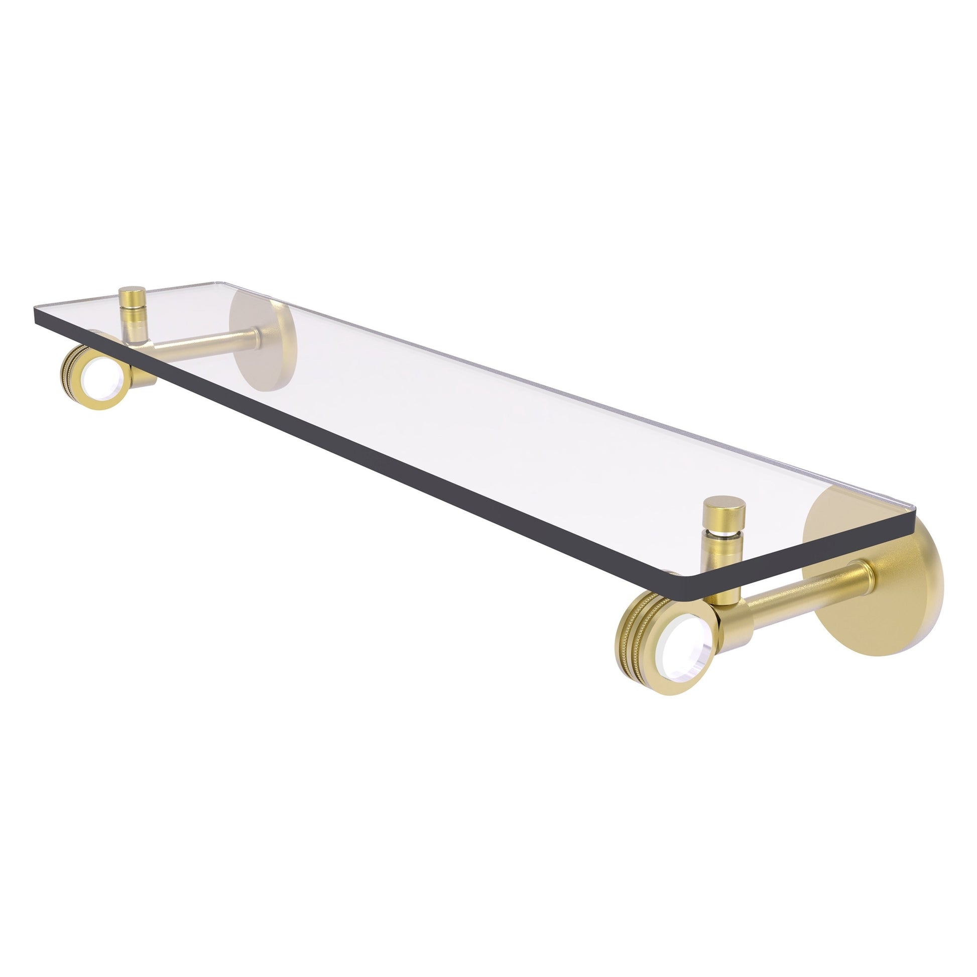 Allied Brass Clearview 22" x 5.65" Satin Brass Solid Brass Glass Shelf With Dotted Accents