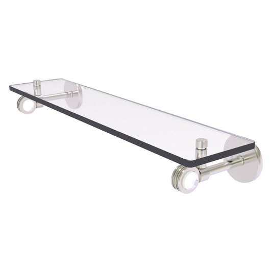 Allied Brass Clearview 22" x 5.65" Satin Nickel Solid Brass Glass Shelf With Dotted Accents