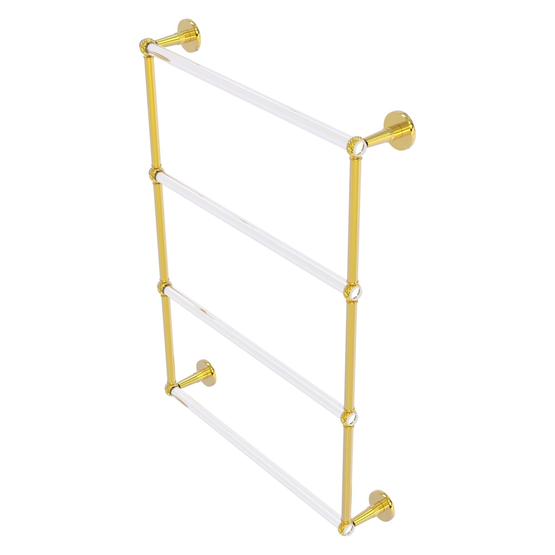 Allied Brass Clearview 26.6" x 4.6" Polished Brass Solid Brass Four-Tiered Ladder Towel Bar With Twisted Accents