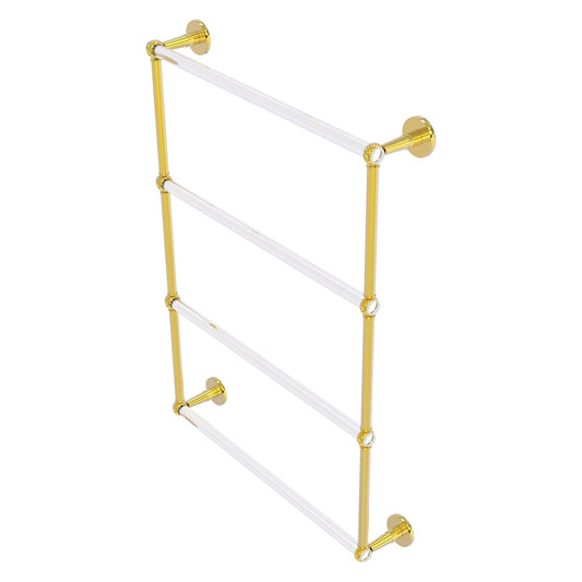 Allied Brass Clearview 26.6" x 4.6" Polished Brass Solid Brass Four-Tiered Ladder Towel Bar With Twisted Accents