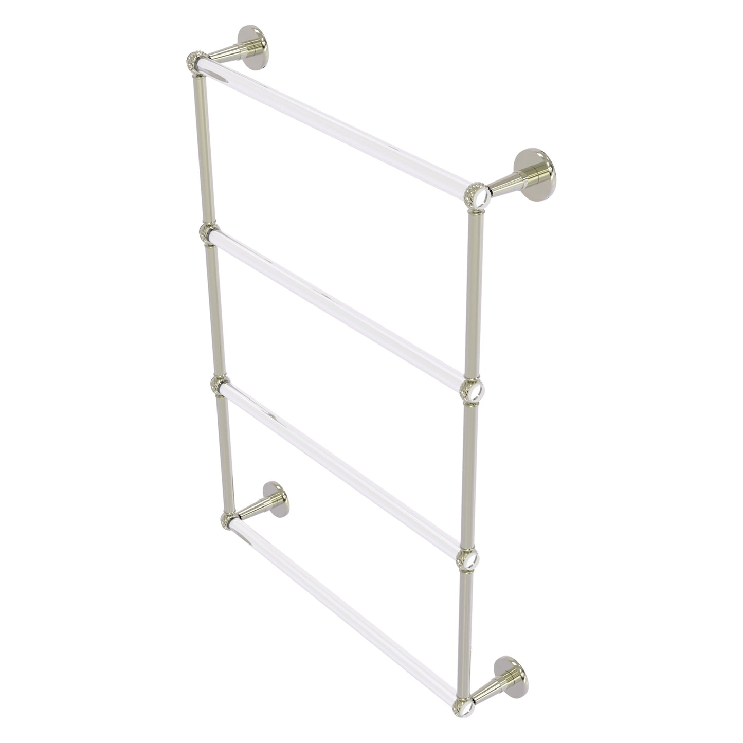 Allied Brass Clearview 26.6" x 4.6" Polished Nickel Solid Brass Four-Tiered Ladder Towel Bar With Twisted Accents