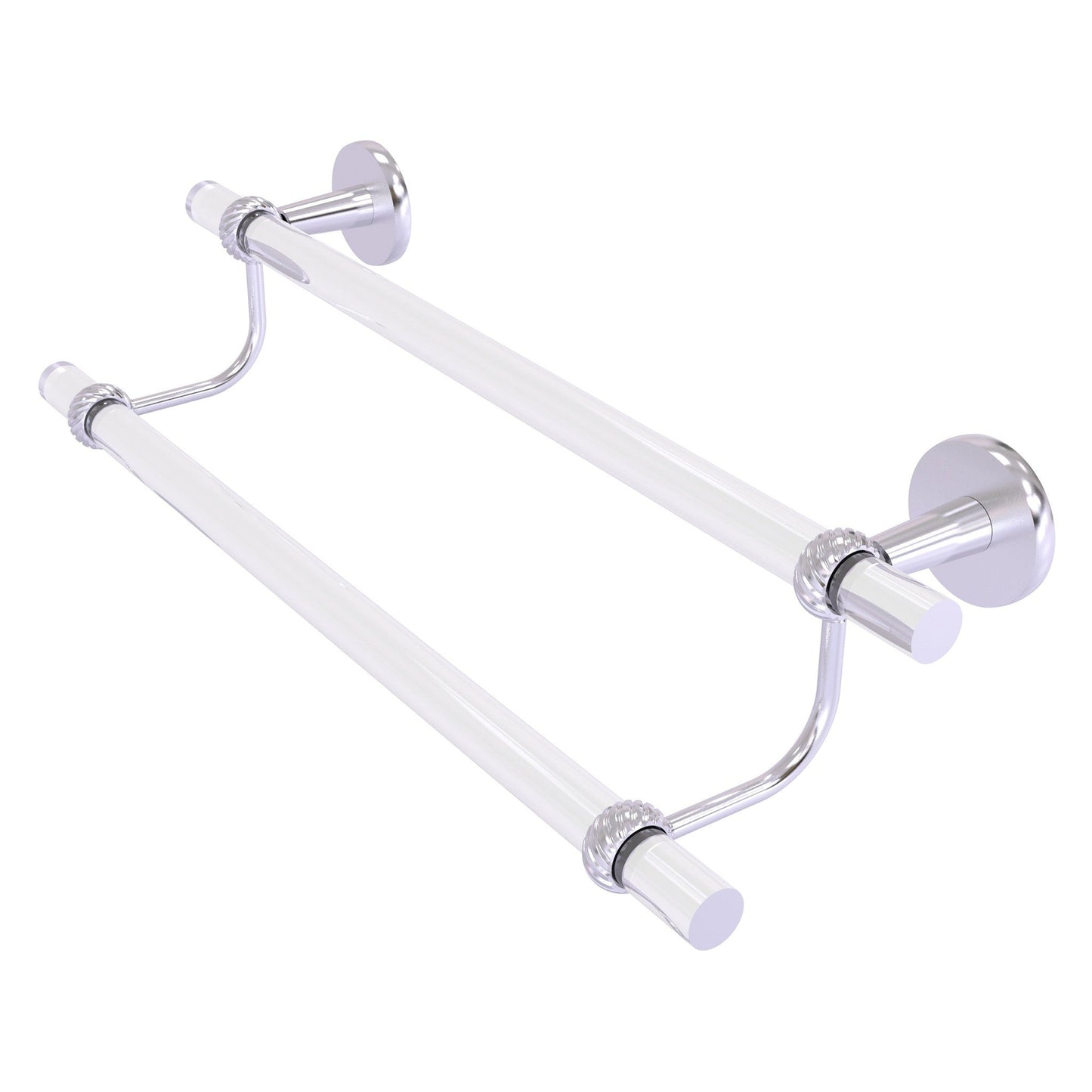 Allied Brass Clearview 28" x 5.5" Satin Chrome Solid Brass Double Towel Bar With Twisted Accents