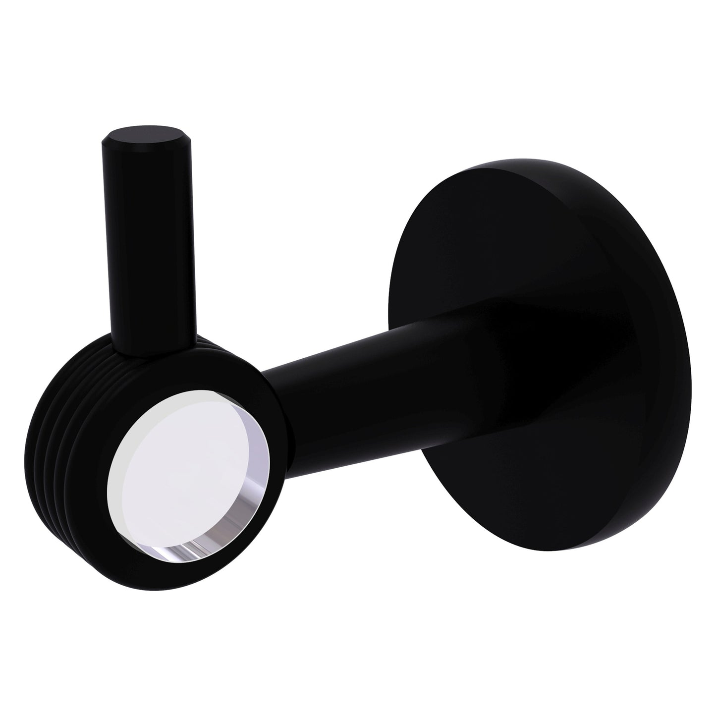 Allied Brass Clearview 2.64" x 3.84" Matte Black Solid Brass Robe Hook With Grooved Accents