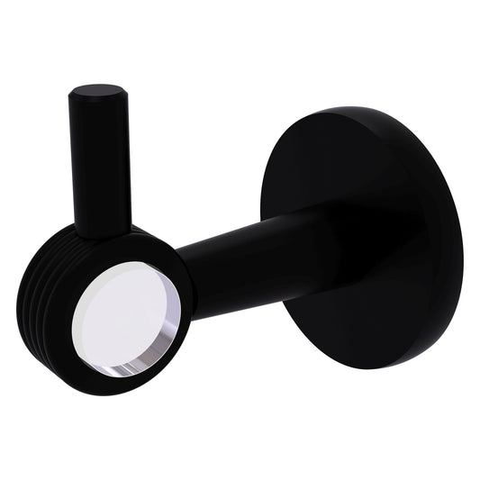 Allied Brass Clearview 2.64" x 3.84" Matte Black Solid Brass Robe Hook With Grooved Accents
