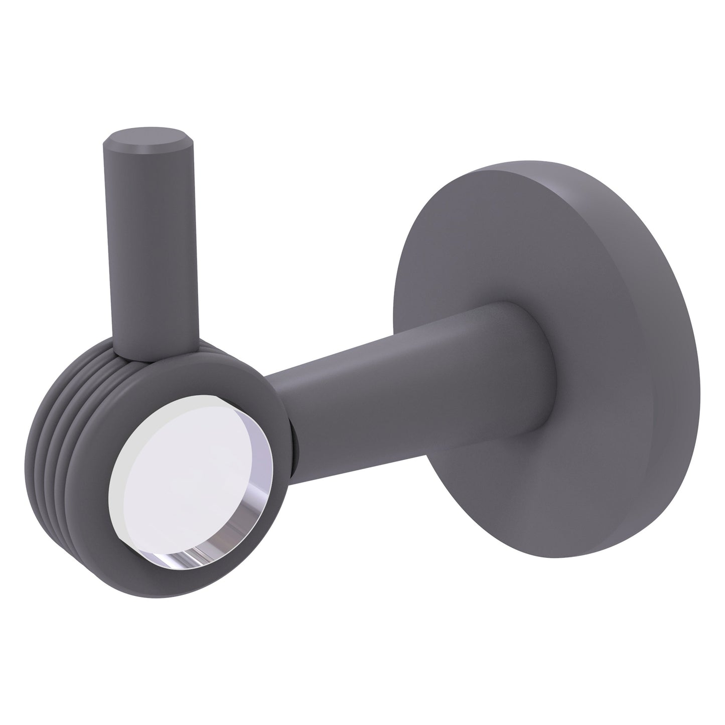 Allied Brass Clearview 2.64" x 3.84" Matte Gray Solid Brass Robe Hook With Grooved Accents