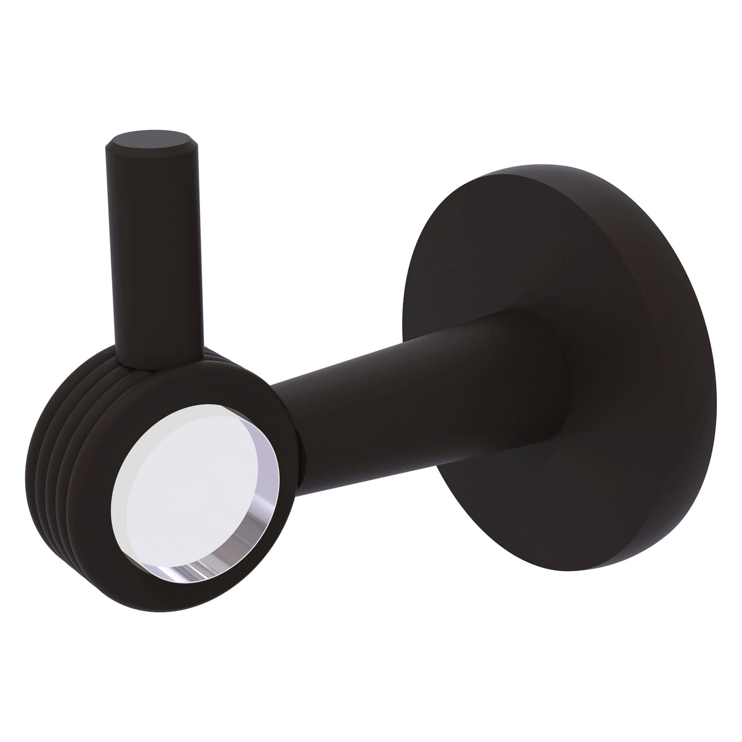 Allied Brass Clearview 2.64" x 3.84" Oil Rubbed Bronze Solid Brass Robe Hook With Grooved Accents