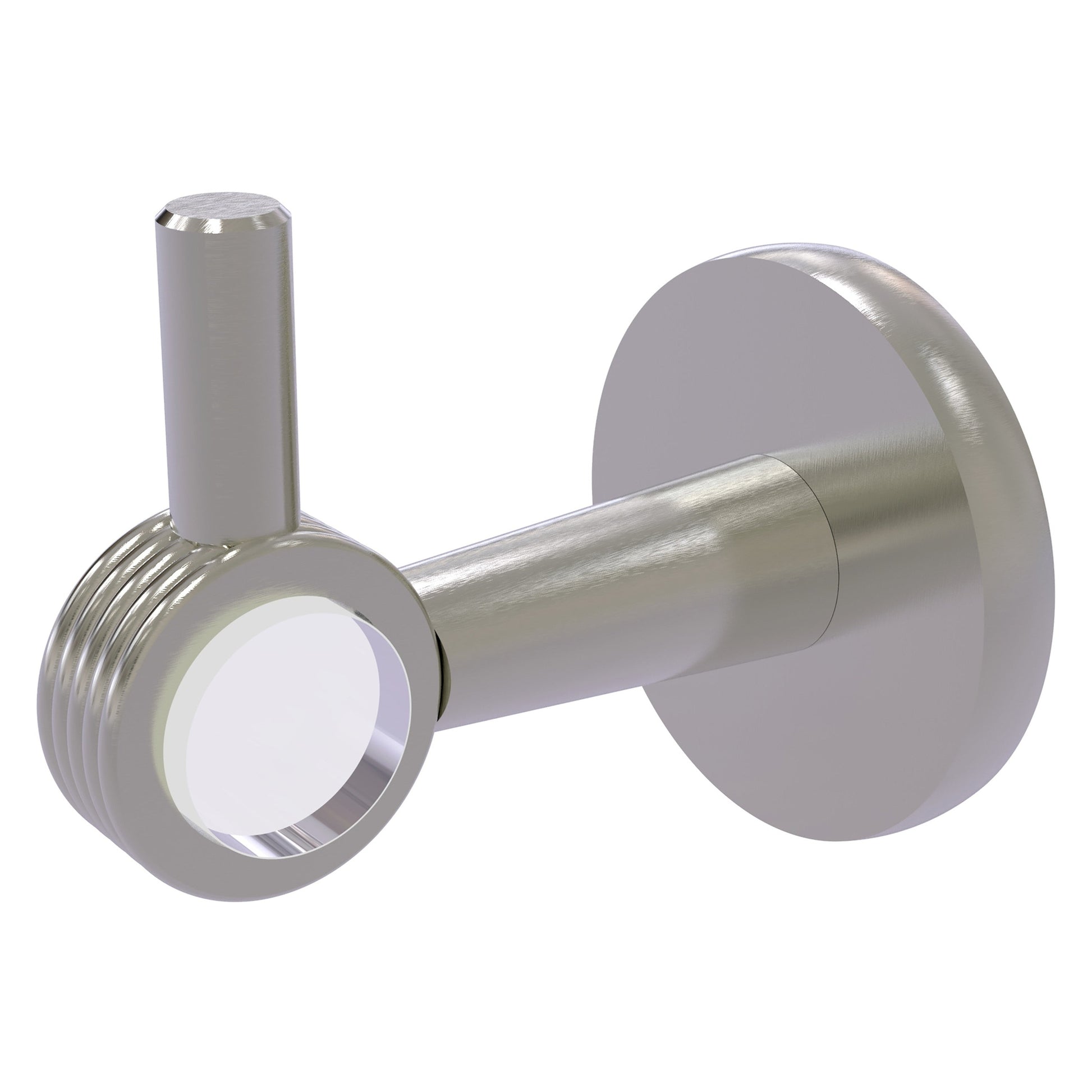 Allied Brass Clearview 2.64" x 3.84" Satin Nickel Solid Brass Robe Hook With Grooved Accents