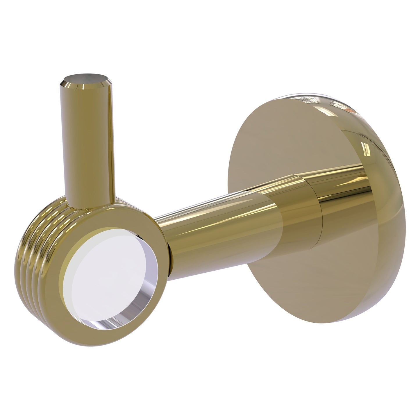 Allied Brass Clearview 2.64" x 3.84" Unlacquered Brass Solid Brass Robe Hook With Grooved Accents