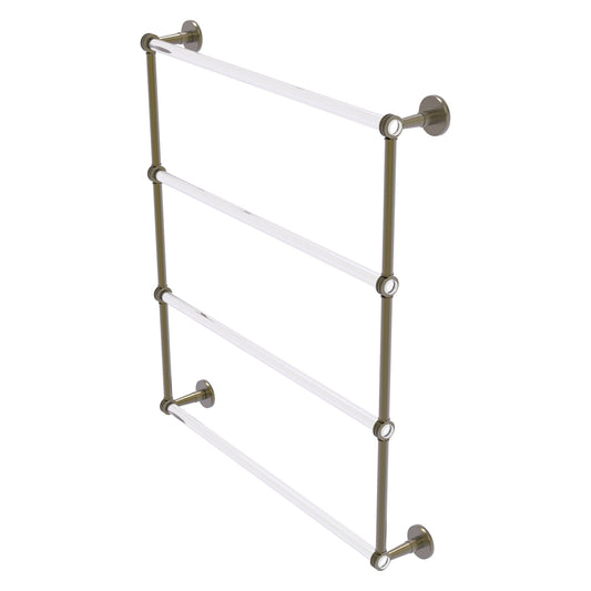 Allied Brass Clearview 32.6" x 4.6" Antique Brass Solid Brass Four-Tiered Ladder Towel Bar With Dotted Accents