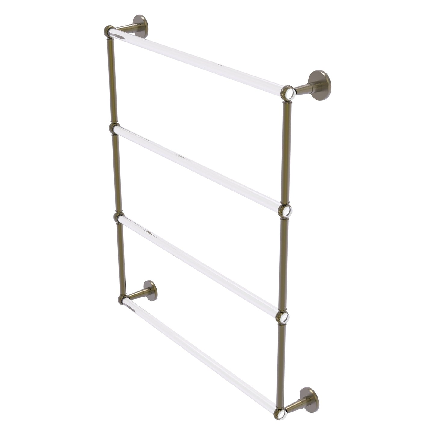Allied Brass Clearview 32.6" x 4.6" Antique Brass Solid Brass Four-Tiered Ladder Towel Bar With Twisted Accents