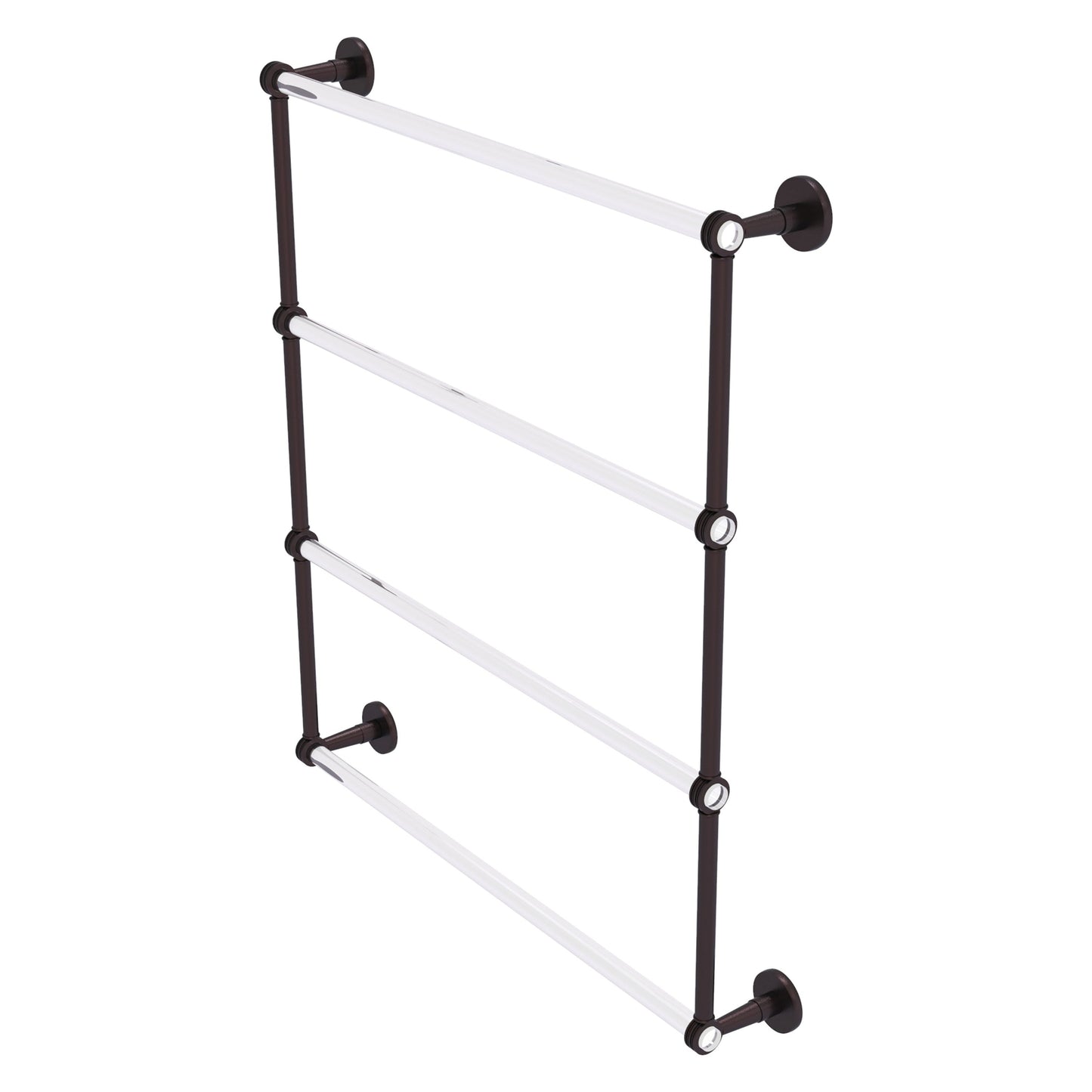 Allied Brass Clearview 32.6" x 4.6" Antique Bronze Solid Brass Four-Tiered Ladder Towel Bar With Dotted Accents