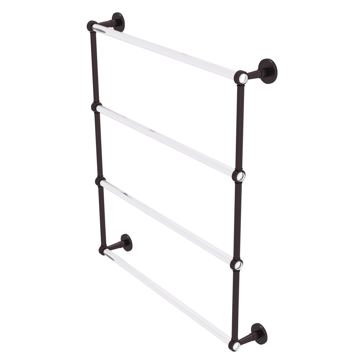 Allied Brass Clearview 32.6" x 4.6" Antique Bronze Solid Brass Four-Tiered Ladder Towel Bar With Grooved Accents