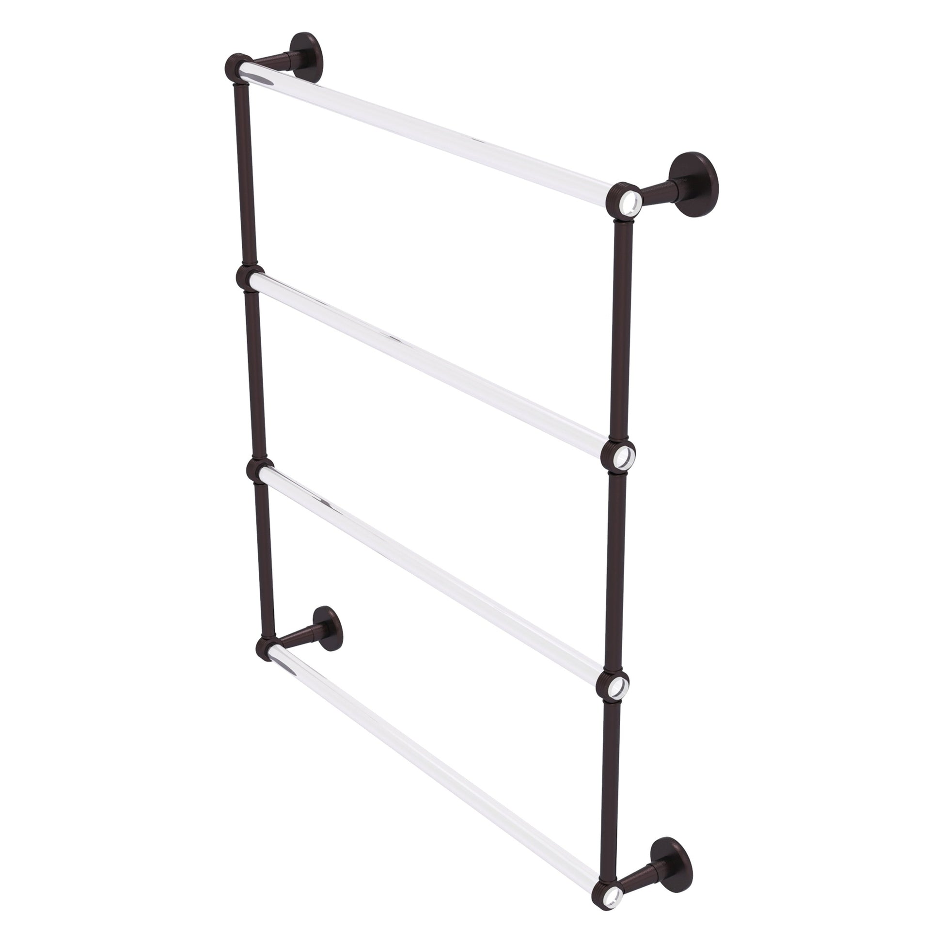 Allied Brass Clearview 32.6" x 4.6" Antique Bronze Solid Brass Four-Tiered Ladder Towel Bar With Grooved Accents