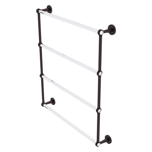 Allied Brass Clearview 32.6" x 4.6" Antique Bronze Solid Brass Four-Tiered Ladder Towel Bar With Grooved Accents