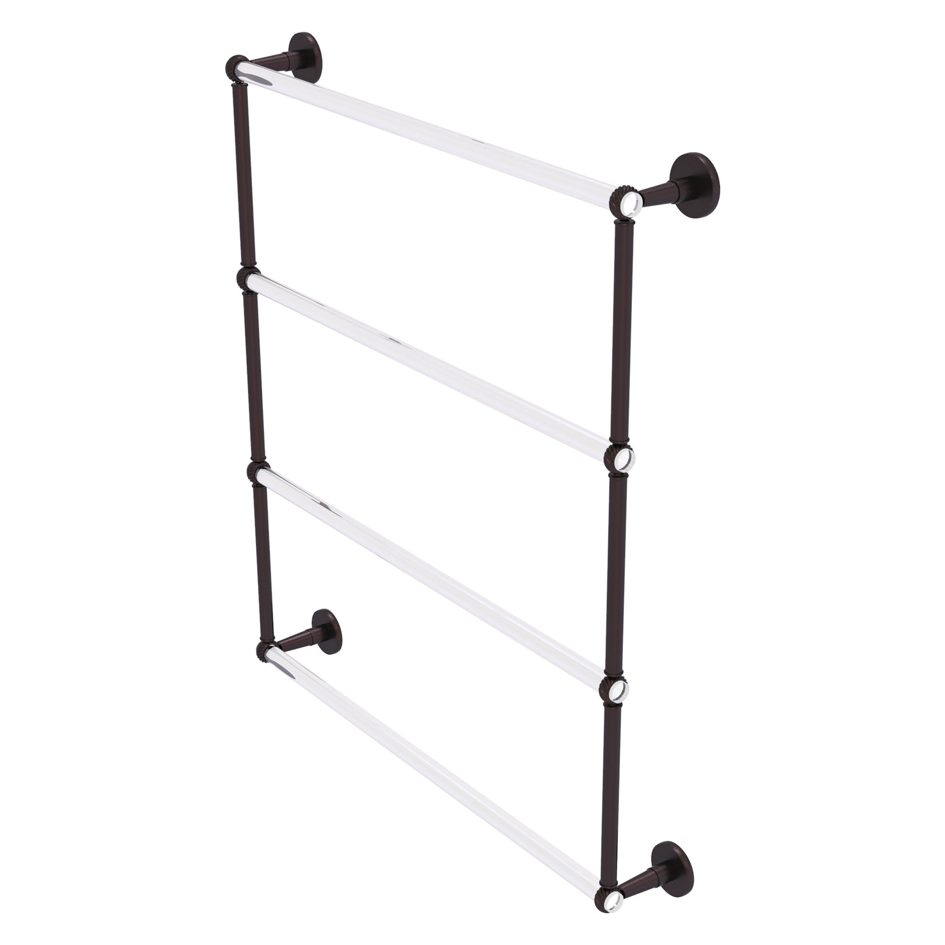 Allied Brass Clearview 32.6" x 4.6" Antique Bronze Solid Brass Four-Tiered Ladder Towel Bar With Twisted Accents