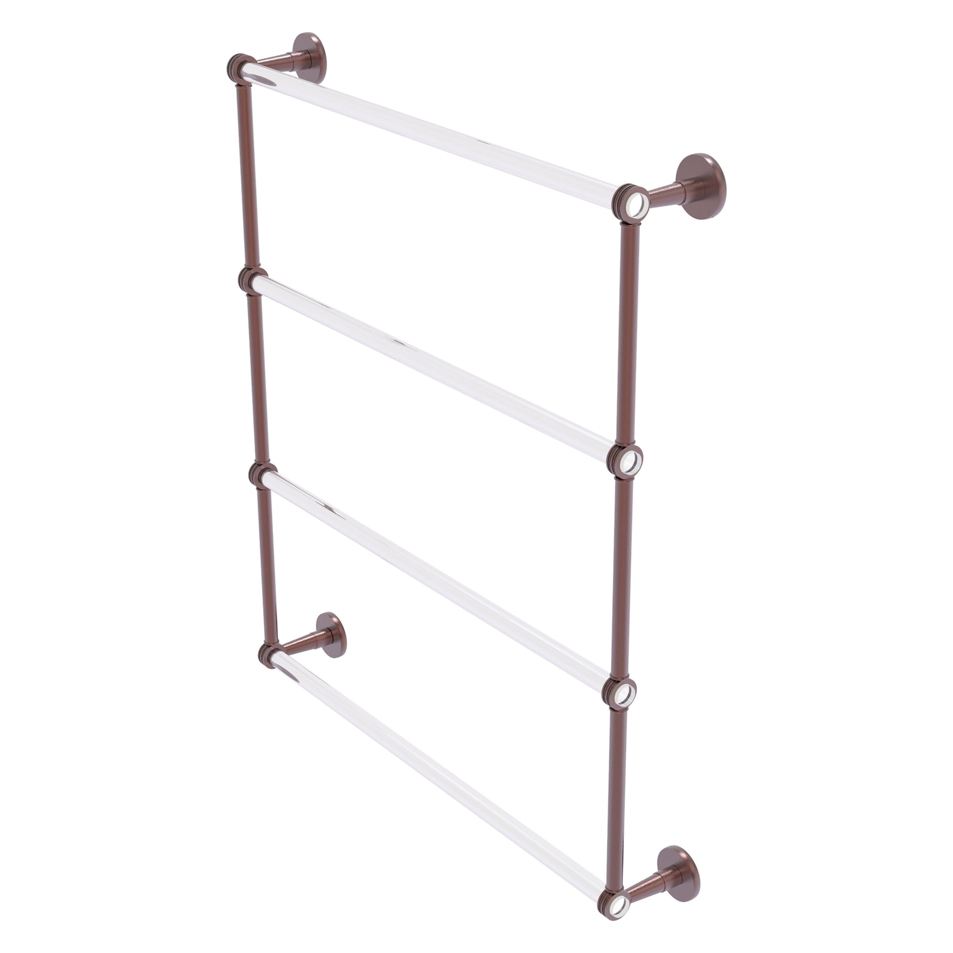 Allied Brass Clearview 32.6" x 4.6" Antique Copper Solid Brass Four-Tiered Ladder Towel Bar With Dotted Accents