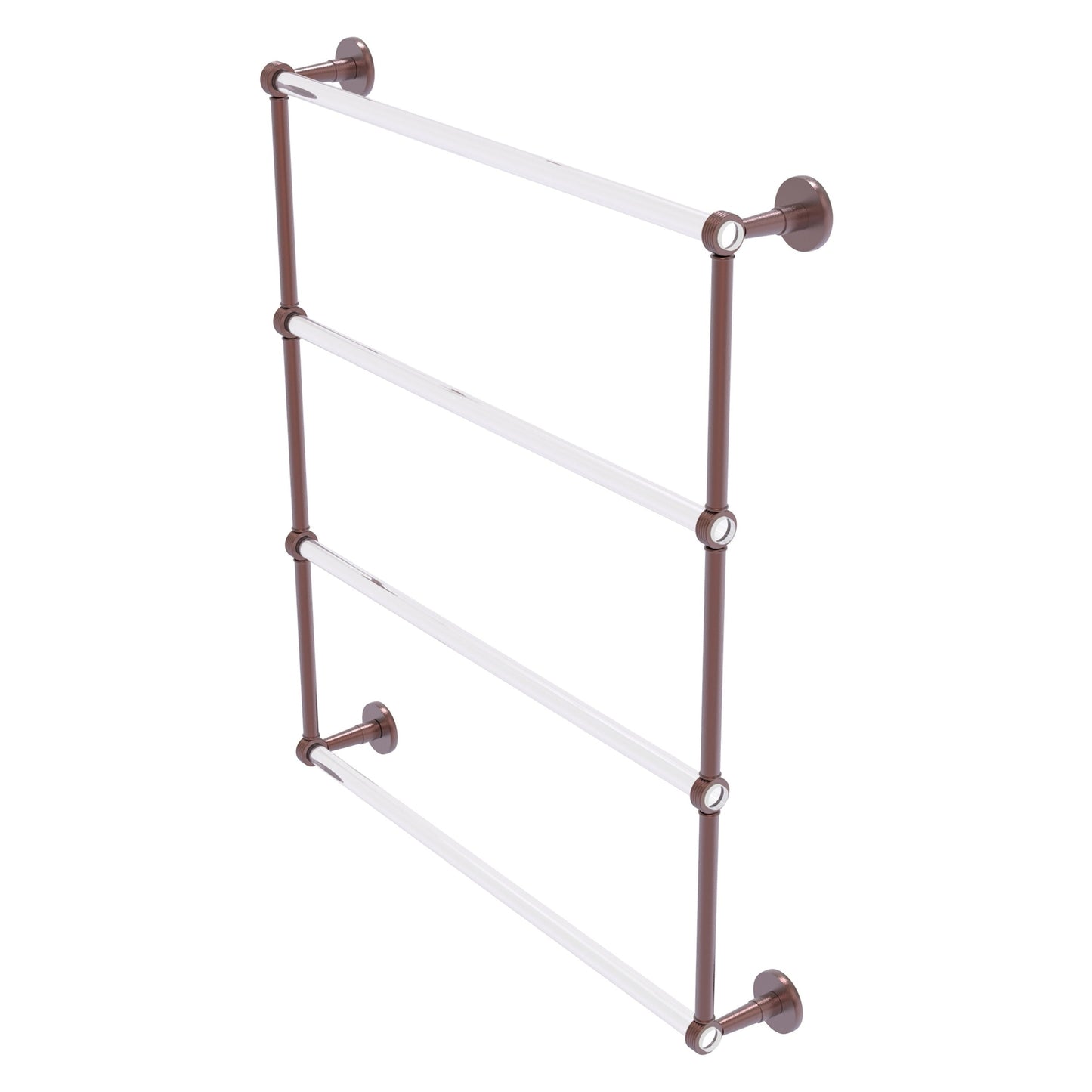 Allied Brass Clearview 32.6" x 4.6" Antique Copper Solid Brass Four-Tiered Ladder Towel Bar With Grooved Accents