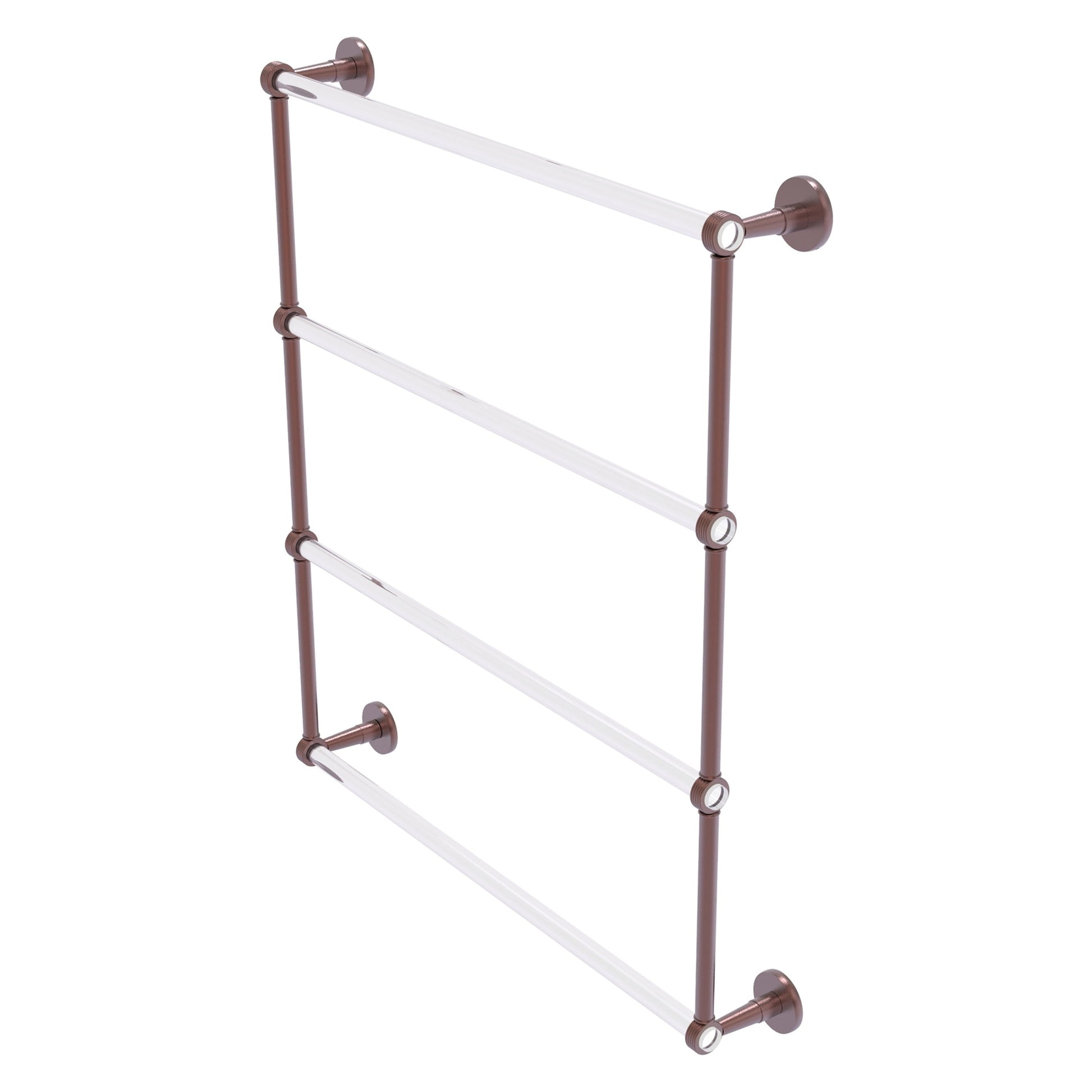 Allied Brass Clearview 32.6" x 4.6" Antique Copper Solid Brass Four-Tiered Ladder Towel Bar With Grooved Accents