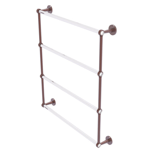 Allied Brass Clearview 32.6" x 4.6" Antique Copper Solid Brass Four-Tiered Ladder Towel Bar With Grooved Accents