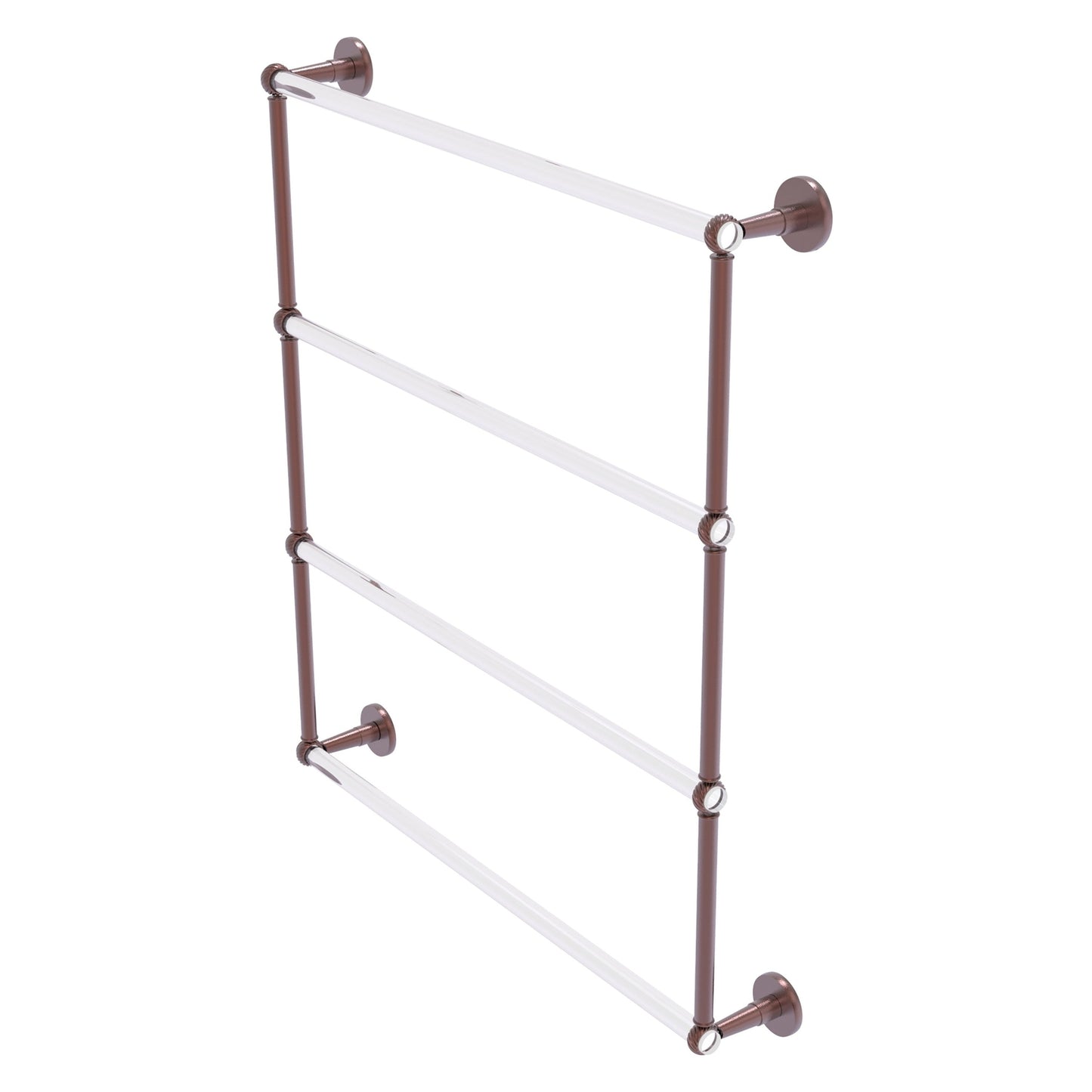 Allied Brass Clearview 32.6" x 4.6" Antique Copper Solid Brass Four-Tiered Ladder Towel Bar With Twisted Accents