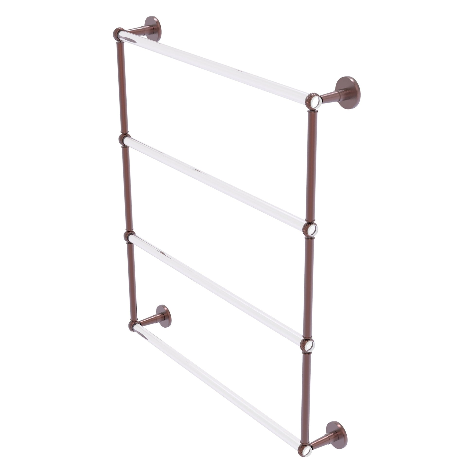Allied Brass Clearview 32.6" x 4.6" Antique Copper Solid Brass Four-Tiered Ladder Towel Bar With Twisted Accents