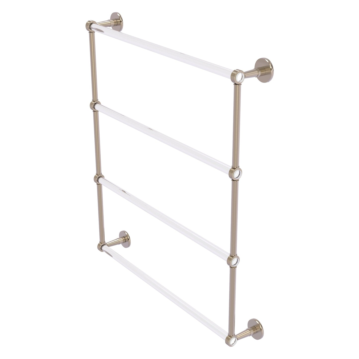 Allied Brass Clearview 32.6" x 4.6" Antique Pewter Solid Brass Four-Tiered Ladder Towel Bar With Grooved Accents