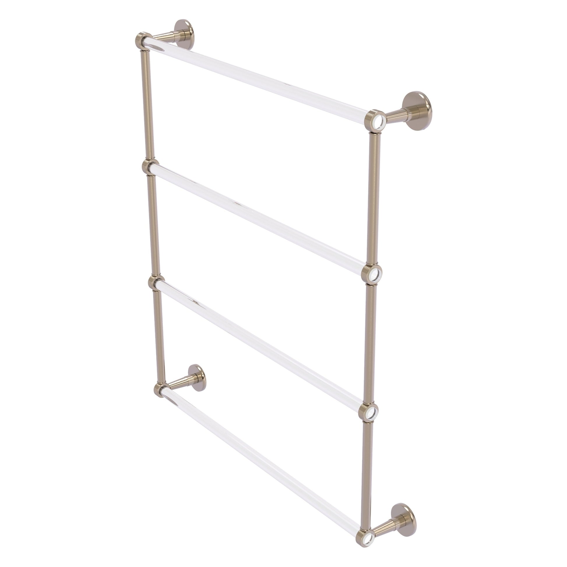 Allied Brass Clearview 32.6" x 4.6" Antique Pewter Solid Brass Four-Tiered Ladder Towel Bar With Grooved Accents