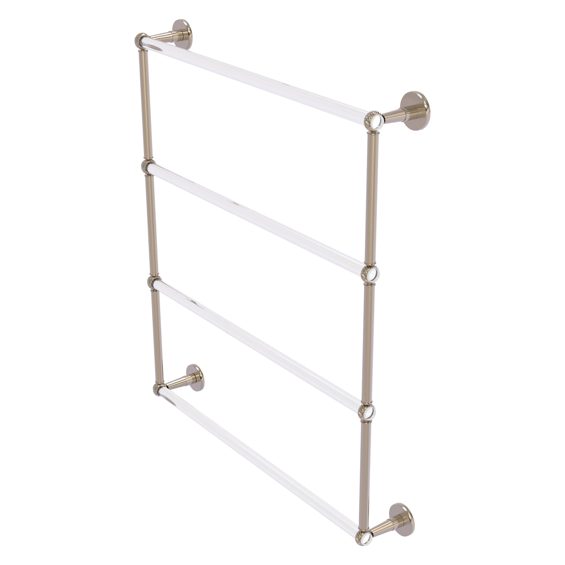 Allied Brass Clearview 32.6" x 4.6" Antique Pewter Solid Brass Four-Tiered Ladder Towel Bar With Twisted Accents