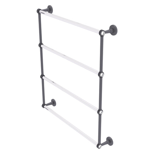 Allied Brass Clearview 32.6" x 4.6" Matte Gray Solid Brass Four-Tiered Ladder Towel Bar With Dotted Accents