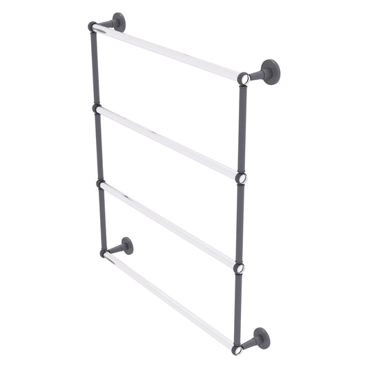 Allied Brass Clearview 32.6" x 4.6" Matte Gray Solid Brass Four-Tiered Ladder Towel Bar With Twisted Accents