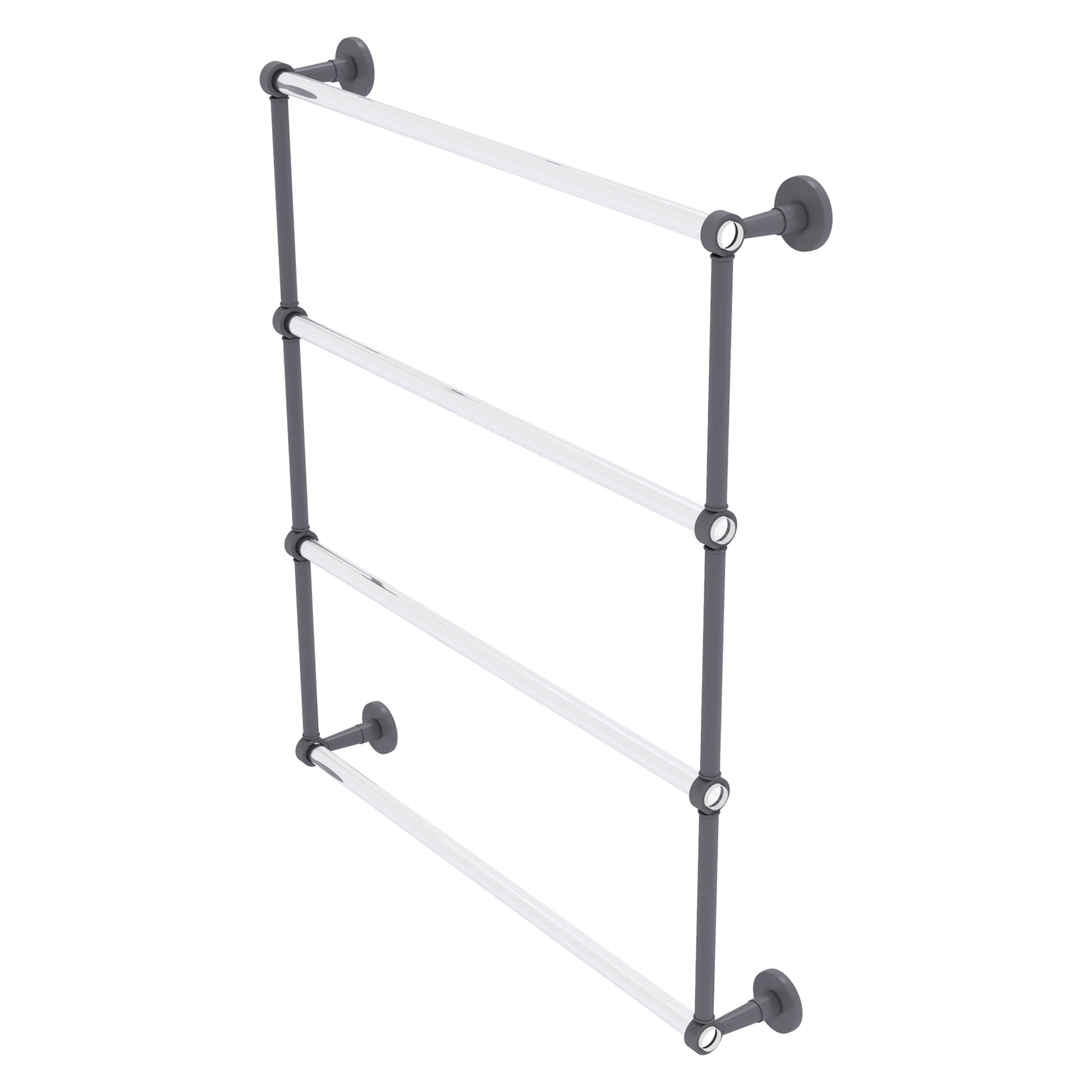 Allied Brass Clearview 32.6" x 4.6" Matte Gray Solid Brass Four-Tiered Ladder Towel Bar