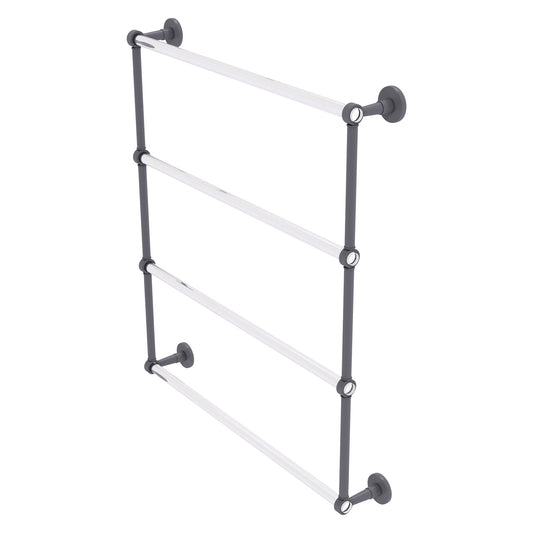 Allied Brass Clearview 32.6" x 4.6" Matte Gray Solid Brass Four-Tiered Ladder Towel Bar