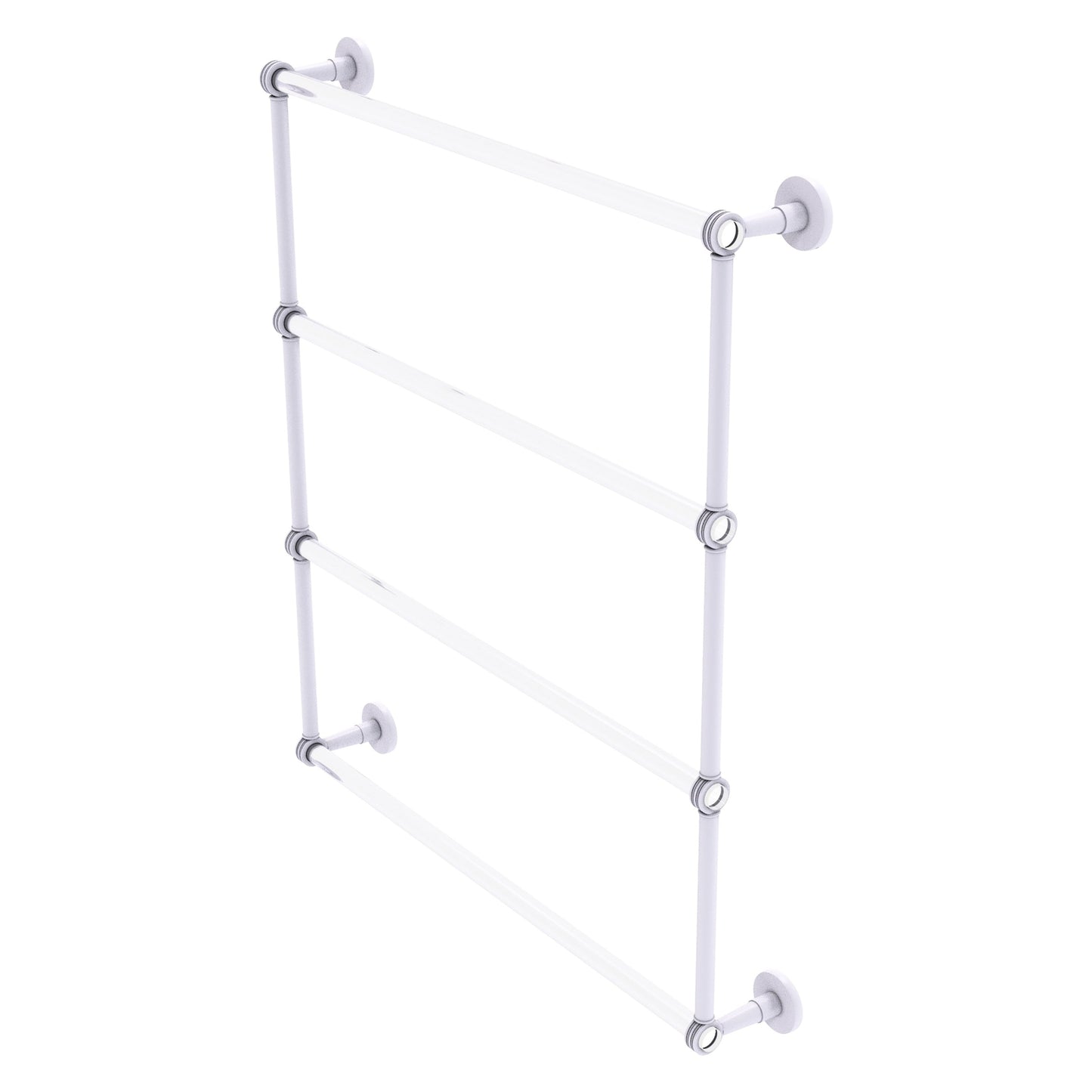 Allied Brass Clearview 32.6" x 4.6" Matte White Solid Brass Four-Tiered Ladder Towel Bar With Dotted Accents