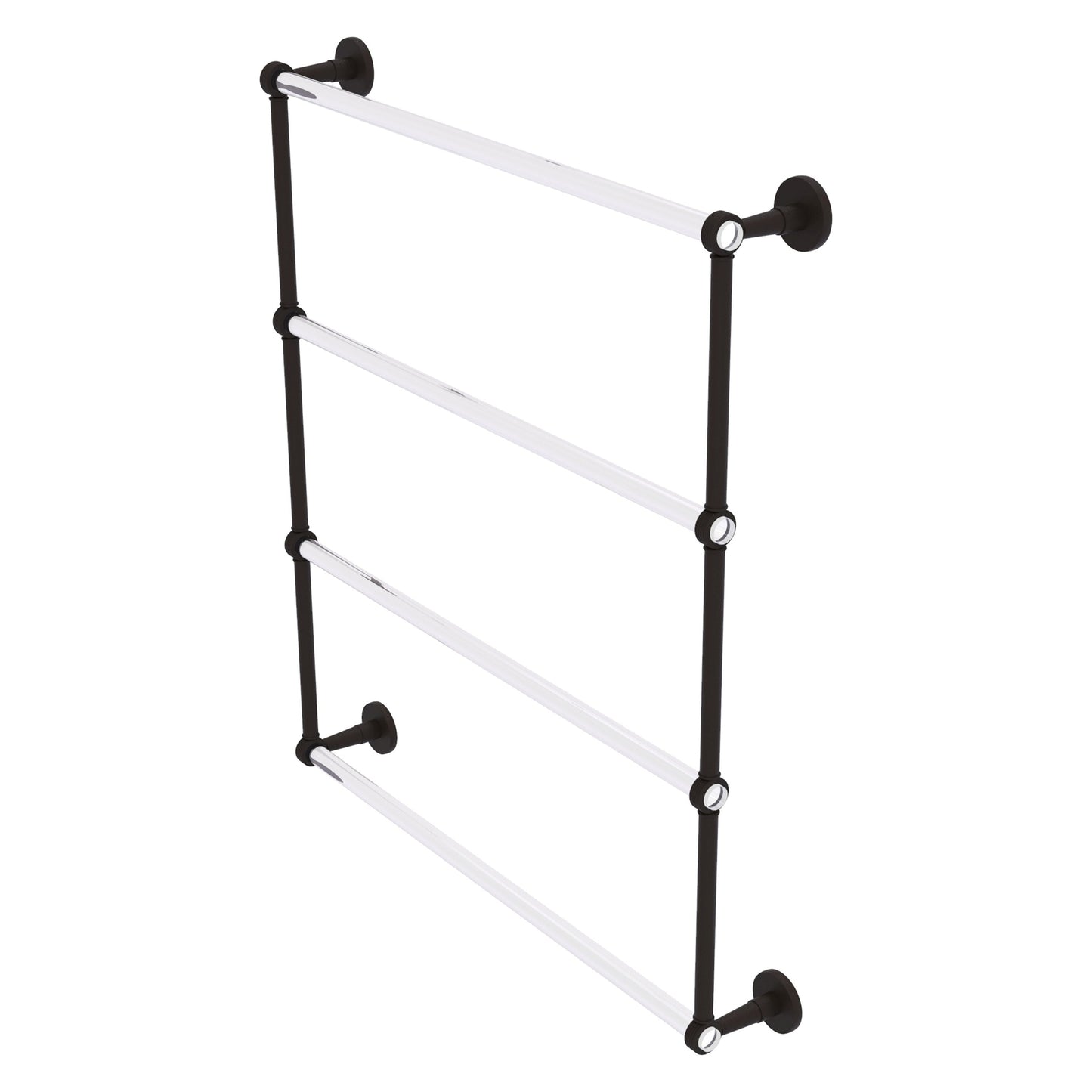 Allied Brass Clearview 32.6" x 4.6" Oil Rubbed Bronze Solid Brass Four-Tiered Ladder Towel Bar With Grooved Accents