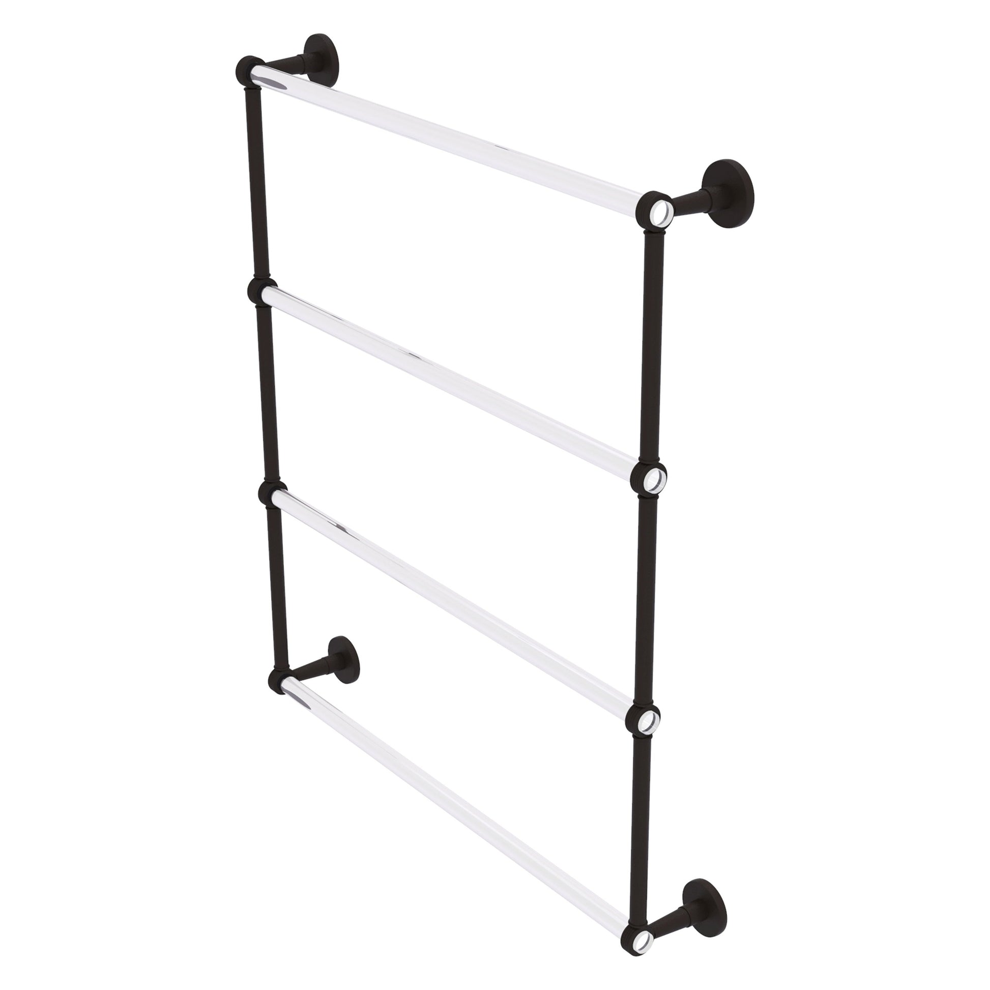 Allied Brass Clearview 32.6" x 4.6" Oil Rubbed Bronze Solid Brass Four-Tiered Ladder Towel Bar With Grooved Accents