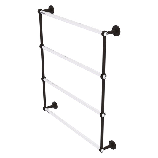 Allied Brass Clearview 32.6" x 4.6" Oil Rubbed Bronze Solid Brass Four-Tiered Ladder Towel Bar With Grooved Accents