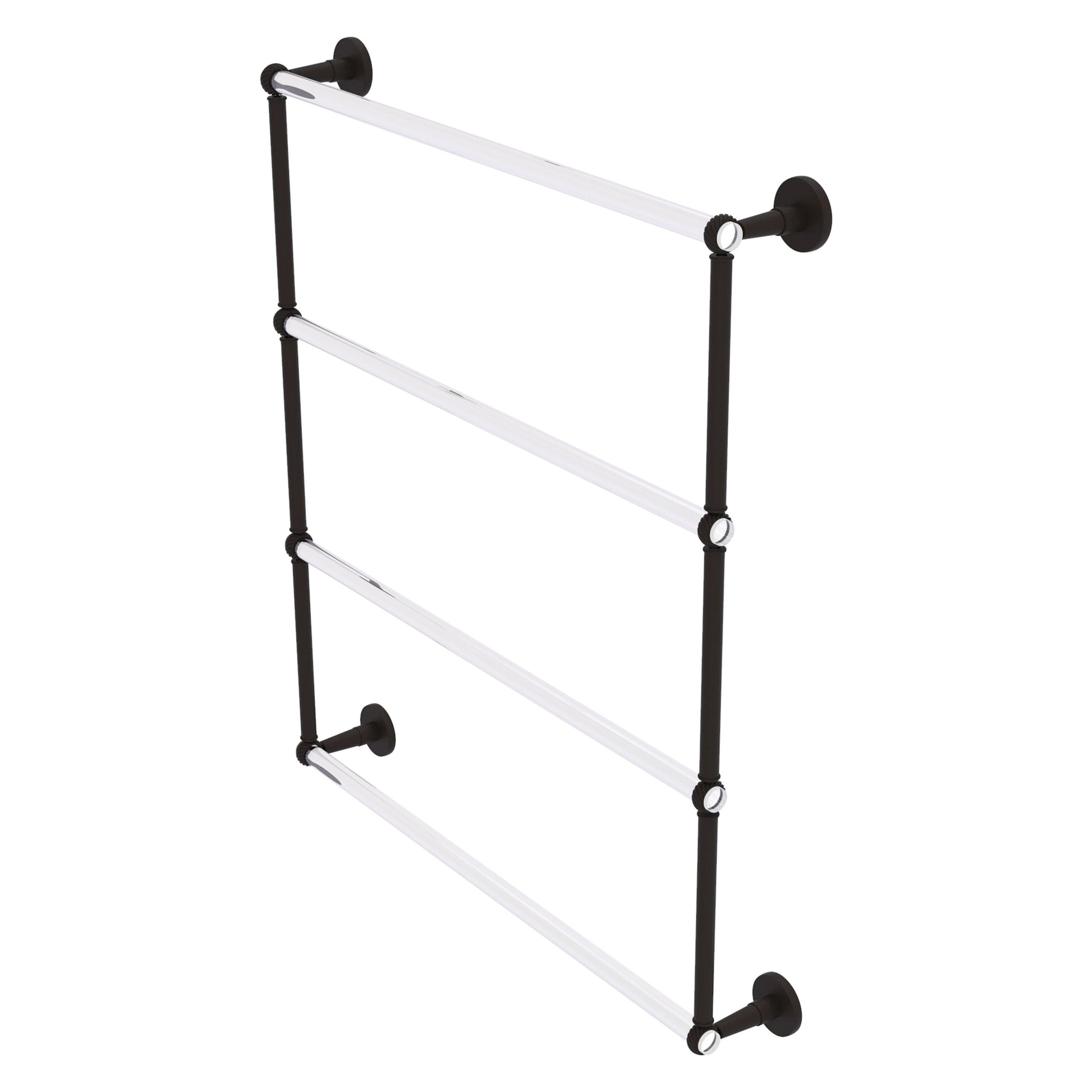 Allied Brass Clearview 32.6" x 4.6" Oil Rubbed Bronze Solid Brass Four-Tiered Ladder Towel Bar With Twisted Accents